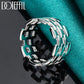 DOTEFFIL 925 Sterling Silver Square Checkered Network Ring For Woman Man Wedding Engagement Charm Party Jewelry