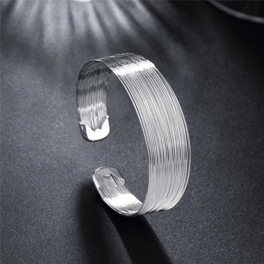 DOTEFFIL 925 Sterling Silver Multi-Line Bracelets Bangle For Women Fashion Jewelry High Quality Gift