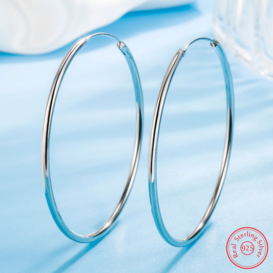 925 Sterling Silver High Quality Fashion Jewelry Round Hoop Earrings For Women New XY0104