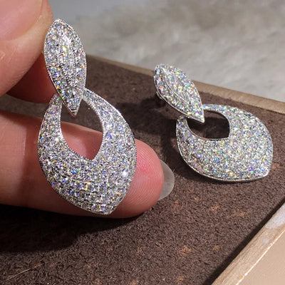Statement Dangle Earring Lab Diamond 925 Sterling silver Party Wedding Drop Earrings for Women Bridal Promise Jewelry Gift