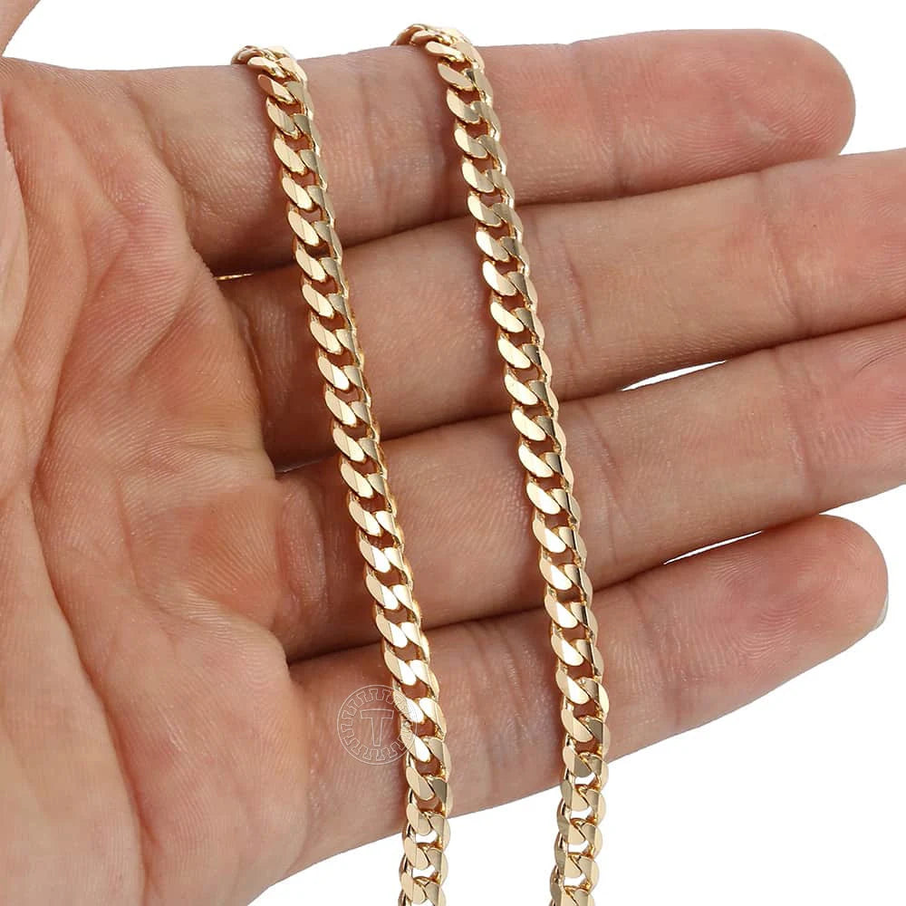 Trendsmax Men's Cuban Link Chain Necklace Gold Color  Chain Necklace Gift For Men Hiphop Wholesale Jewelry 4.5mm 50cm 60cm GN438
