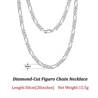 ORSA JEWELS 100% Soild 925 Sterling Silver Figaro Chain Necklace 3.3mm 5mm Minimalism Daily Silver Figaro Necklaces Chain SC34
