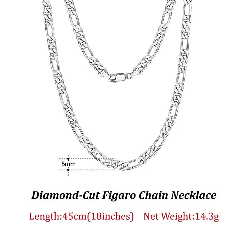 ORSA JEWELS 100% Soild 925 Sterling Silver Figaro Chain Necklace 3.3mm 5mm Minimalism Daily Silver Figaro Necklaces Chain SC34
