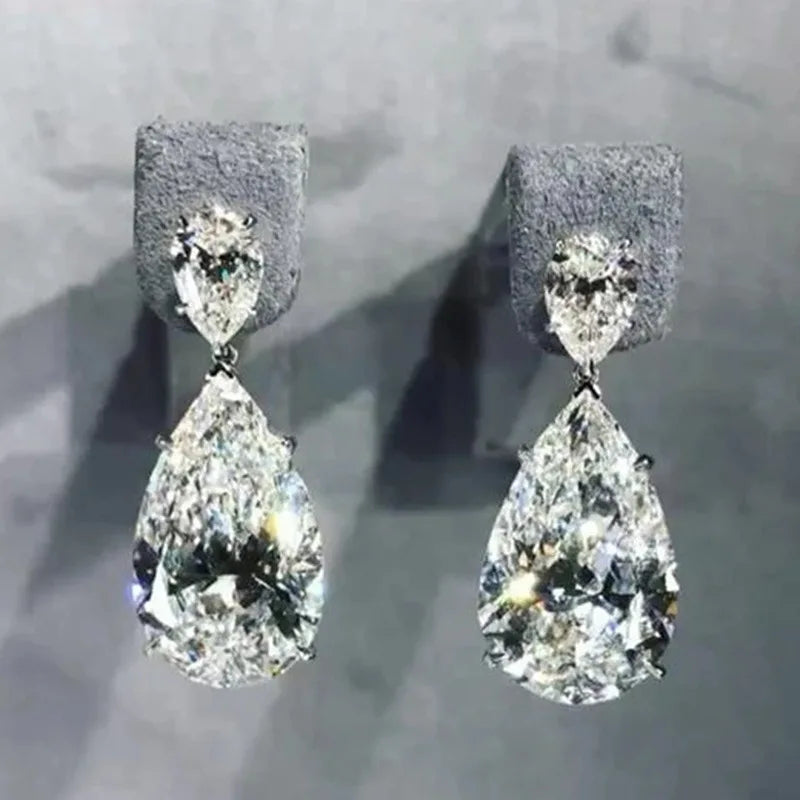 Big Water Drop Lab Diamond Dangle Earring 925 Sterling silver Party Wedding Drop Earrings for Women Bridal Promise Jewelry Gift