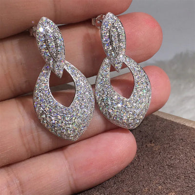 Statement Dangle Earring Lab Diamond 925 Sterling silver Party Wedding Drop Earrings for Women Bridal Promise Jewelry Gift
