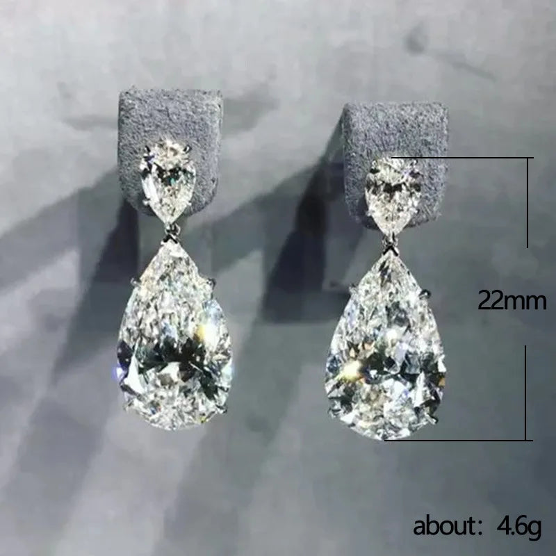 Big Water Drop Lab Diamond Dangle Earring 925 Sterling silver Party Wedding Drop Earrings for Women Bridal Promise Jewelry Gift