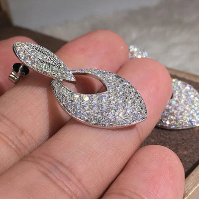 Statement Dangle Earring Lab Diamond 925 Sterling silver Party Wedding Drop Earrings for Women Bridal Promise Jewelry Gift