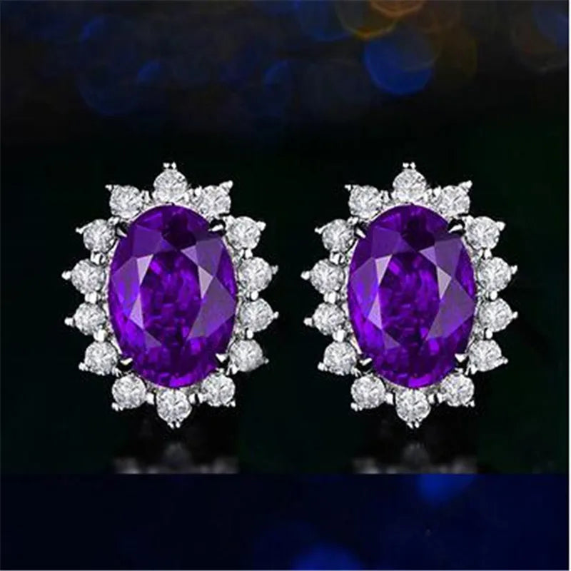 Vecalon Princess Diana earring AAAAA Cz stone Real 925 Sterling silver Statement Party wedding Stud Earrings for women Jewelry