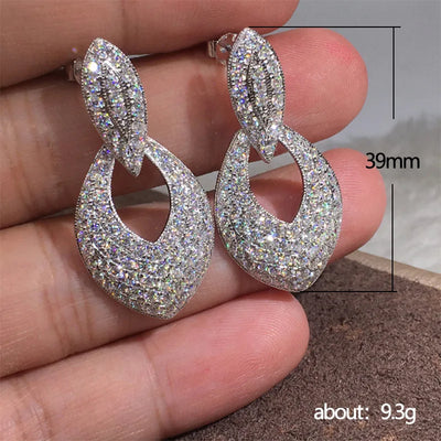 Statement Dangle Earring Lab Diamond 925 Sterling silver Party Wedding Drop Earrings for Women Bridal Promise Jewelry Gift