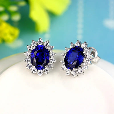 Vecalon Princess Diana earring AAAAA Cz stone Real 925 Sterling silver Statement Party wedding Stud Earrings for women Jewelry