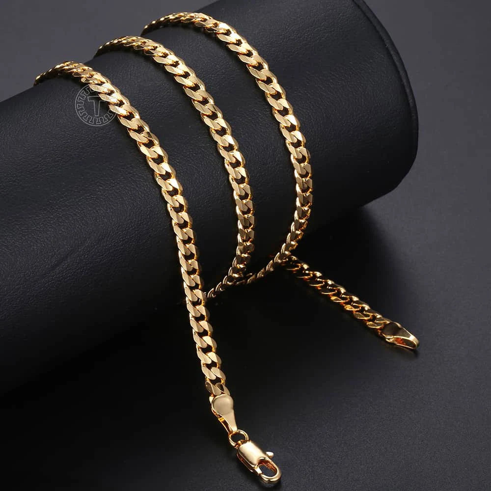 Trendsmax Men's Cuban Link Chain Necklace Gold Color  Chain Necklace Gift For Men Hiphop Wholesale Jewelry 4.5mm 50cm 60cm GN438