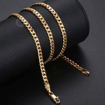 Trendsmax Men's Cuban Link Chain Necklace Gold Color  Chain Necklace Gift For Men Hiphop Wholesale Jewelry 4.5mm 50cm 60cm GN438