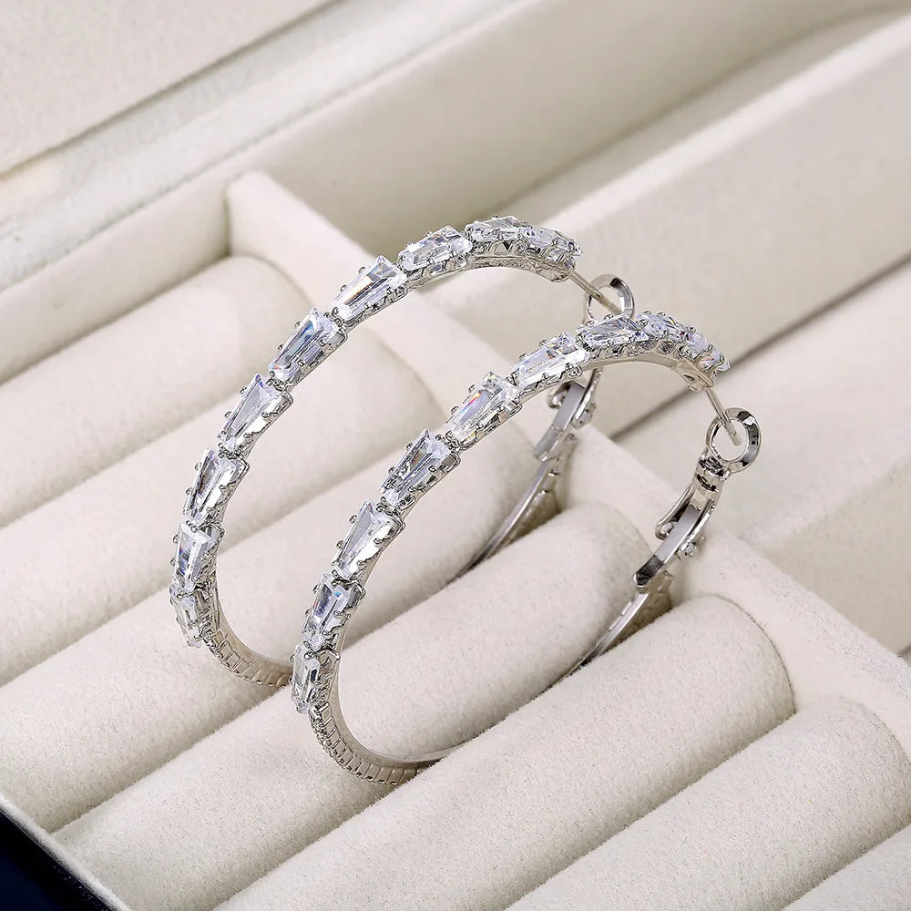 14K Gold Hoop Earring 925 sterling silver AAAAA Zircon Jewelry Party Wedding Earrings for Women Men Promise Birthday Jewelry