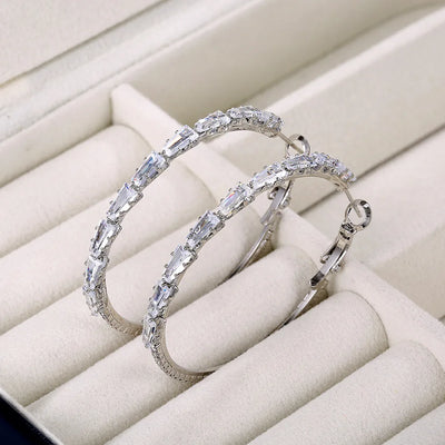 14K Gold Hoop Earring 925 sterling silver AAAAA Zircon Jewelry Party Wedding Earrings for Women Men Promise Birthday Jewelry