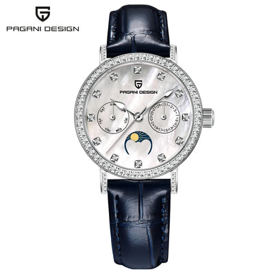 PAGANI DESIGN Women's Watches Luxury Brand Quartz Watch For Women Fashion Waterproof Leather Moon Phase Clock Gift Reloj Mujer