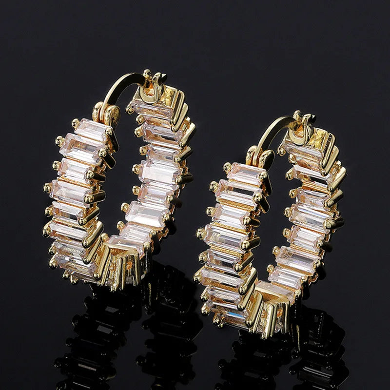14K Gold Hoop Earring 925 sterling silver AAAAA Zircon Jewelry Party Wedding Earrings for Women Men Promise Birthday Jewelry