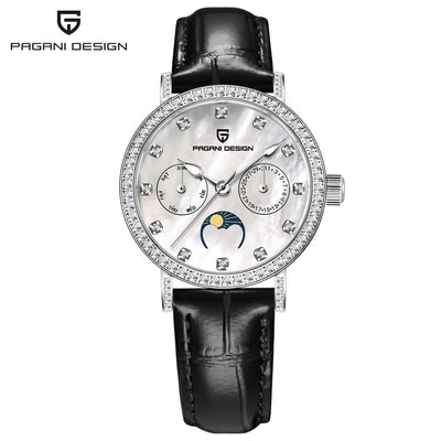 PAGANI DESIGN Women's Watches Luxury Brand Quartz Watch For Women Fashion Waterproof Leather Moon Phase Clock Gift Reloj Mujer