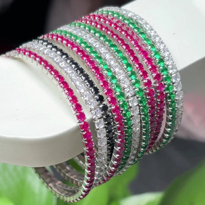 COSFIX Bling Bling Diamond Elastic Tennis Chain Bracelet Fashion Women‘s Black CZ Bracelet Ruby Full Diamond Tennis Chain