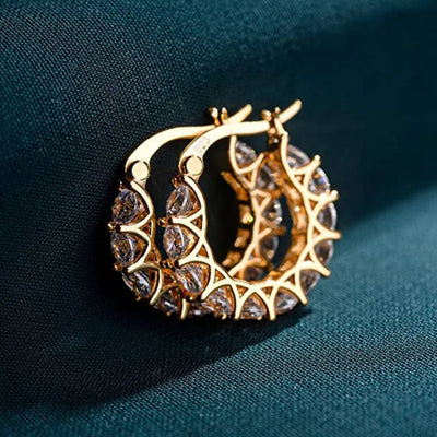 14K Gold Hoop Earring 925 sterling silver AAAAA Zircon Jewelry Party Wedding Earrings for Women Men Promise Birthday Jewelry