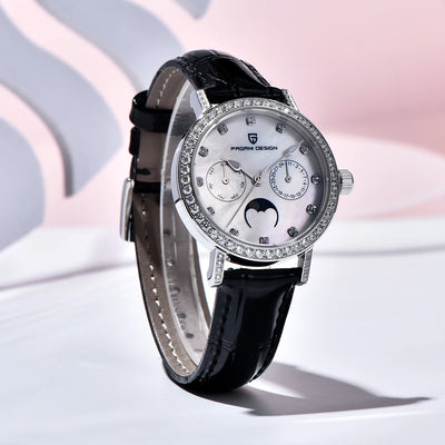 PAGANI DESIGN Women's Watches Luxury Brand Quartz Watch For Women Fashion Waterproof Leather Moon Phase Clock Gift Reloj Mujer