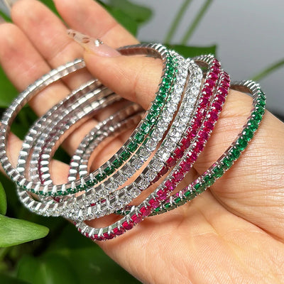 COSFIX Bling Bling Diamond Elastic Tennis Chain Bracelet Fashion Women‘s Black CZ Bracelet Ruby Full Diamond Tennis Chain