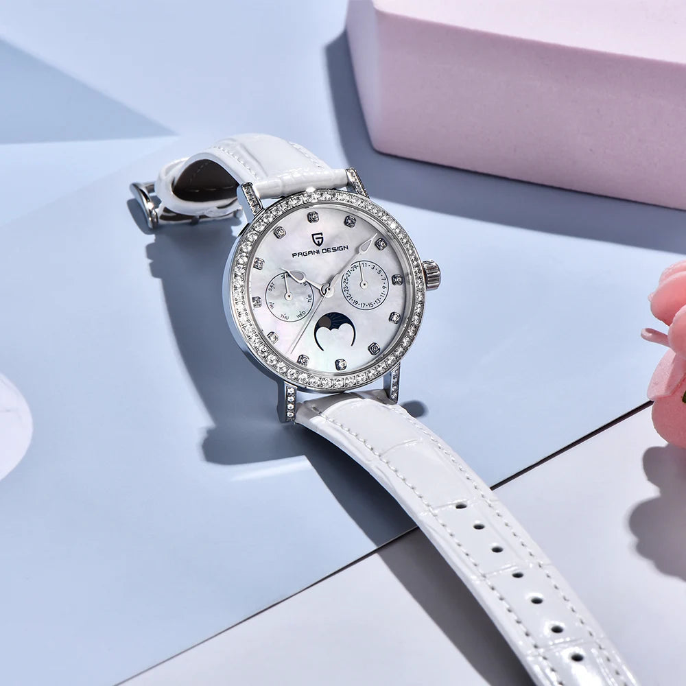 2024 PAGANI DESIGN New 33MM Fashion Multifunctional Women Quartz Watches 50M Waterproof Sapphire Glass Moonphase Watch for Women