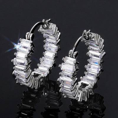 14K Gold Hoop Earring 925 sterling silver AAAAA Zircon Jewelry Party Wedding Earrings for Women Men Promise Birthday Jewelry