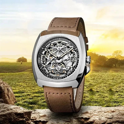 2025 Seagull Luminous Tonneau Shaped Watch For Men Automatic Mechanical Wristwatches Waterproof Skeleton Dial 849.27.6094