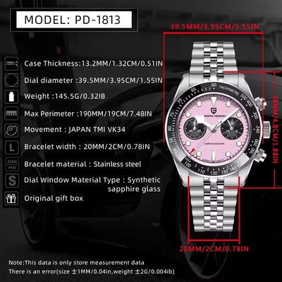 2025 New PAGANI DESIGN Panda Men's Watches Luxury Quartz Wristwatches Chronograph Man Watch AR Sapphire Mirror VK64 Clock Gifts