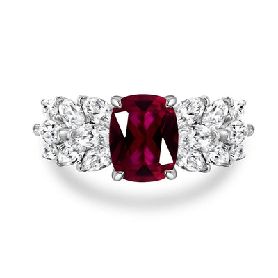 Houtros 2CT Ruby Gemstone Wedding Ring for Women 925 Sterling Silver High Carbon Diamond Engagement Rings Fine Jewelry Gift