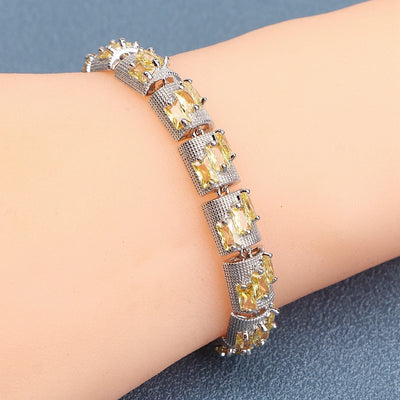 925 Silver Charm Green Cubic Zircon Bracelets For Women Wedding Jewelry 18+2CM Length