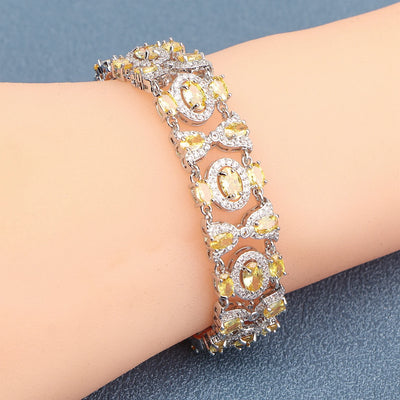 925 Silver Charm Blue Cubic Zircon Bracelets For Women Wedding Jewelry 18+2CM Length