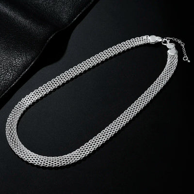 Hot 925 Sterling Silver Creativity Net Chain Bracelets Necklaces for Women Fashion Designer Party Wedding Jewelry Sets Gift