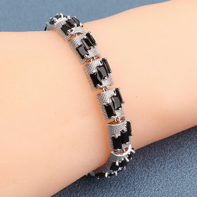 925 Silver Charm Green Cubic Zircon Bracelets For Women Wedding Jewelry 18+2CM Length