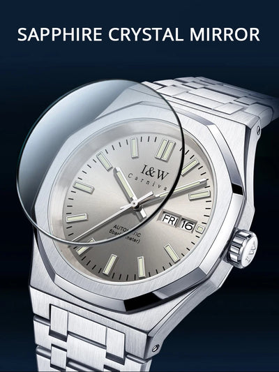 Japan SEIKO Movement Watches for Men High Quality Automatic Watch Double Calendar Sapphire Luminous Waterproof Steel Strap Reloj