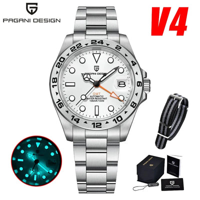 PAGANI DESIGN 2025 New NH34 Men's Sports Automatic Mechanical GMT Sapphire Stainless Steel Waterproof 10Bar BGW-9 reloj hombre