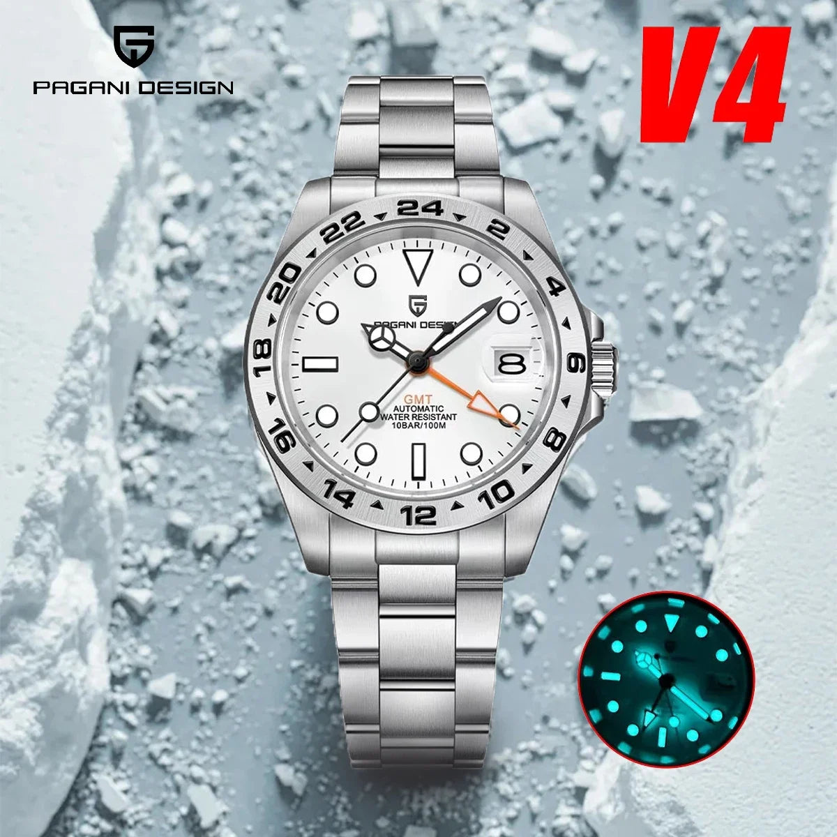 PAGANI DESIGN 2025 New NH34 Men's Sports Automatic Mechanical GMT Sapphire Stainless Steel Waterproof 10Bar BGW-9 reloj hombre