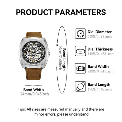 2025 Seagull Luminous Tonneau Shaped Watch For Men Automatic Mechanical Wristwatches Waterproof Skeleton Dial 849.27.6094