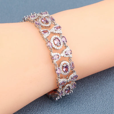 925 Silver Charm Blue Cubic Zircon Bracelets For Women Wedding Jewelry 18+2CM Length