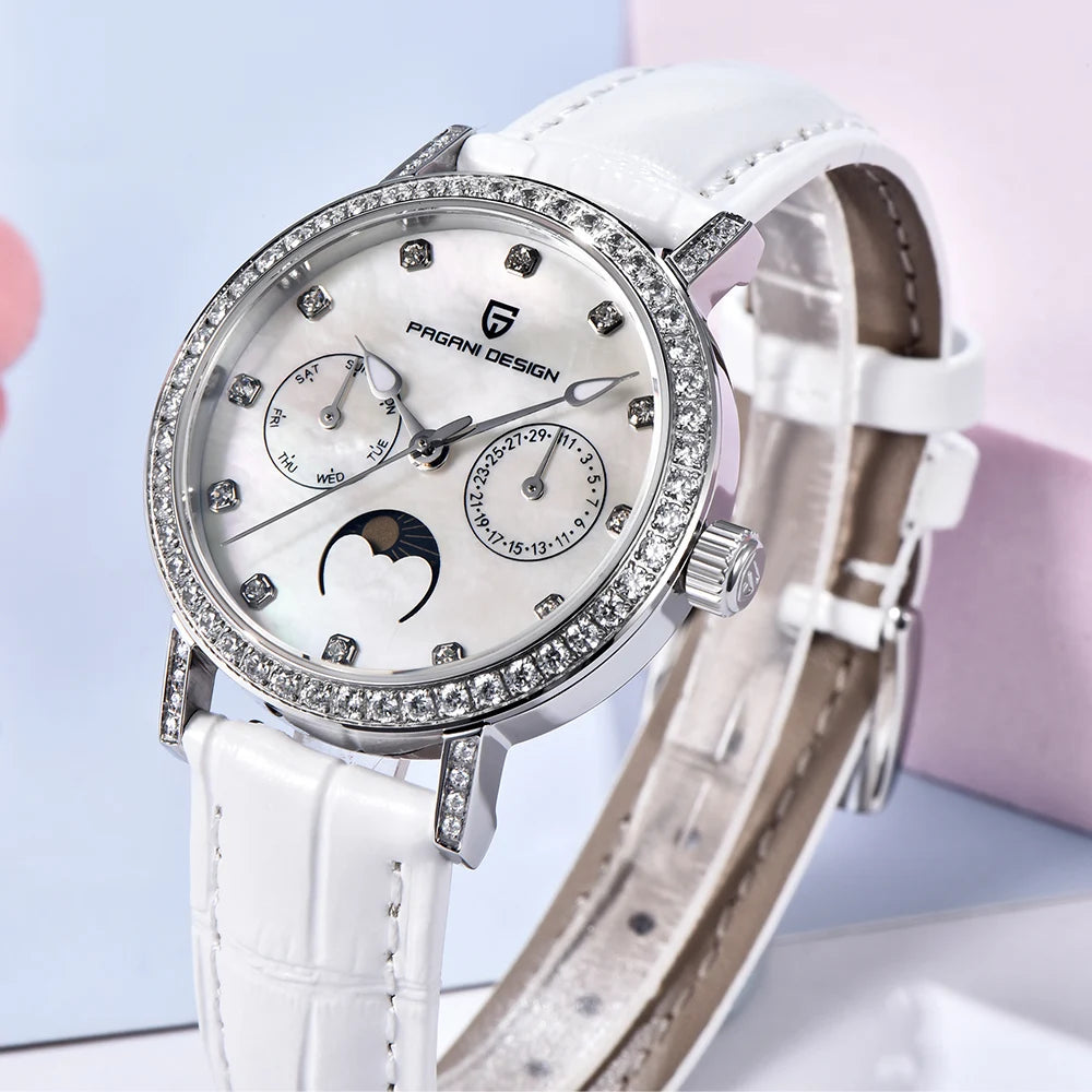 2024 PAGANI DESIGN New 33MM Fashion Multifunctional Women Quartz Watches 50M Waterproof Sapphire Glass Moonphase Watch for Women
