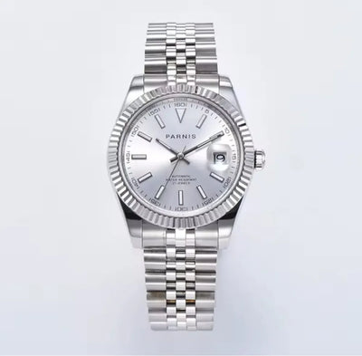 Parnis 39mm Man Watches Calendar Green/Blue/White Dial Miyota 8215 Movement 21 Jewels Automatic Mechanical Stainless Steel Strap