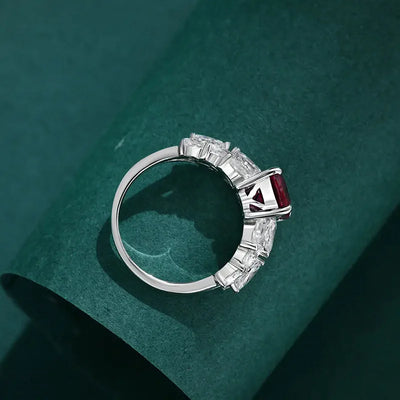 Houtros 2CT Ruby Gemstone Wedding Ring for Women 925 Sterling Silver High Carbon Diamond Engagement Rings Fine Jewelry Gift