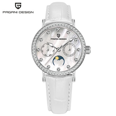 PAGANI DESIGN Women's Watches Luxury Brand Quartz Watch For Women Fashion Waterproof Leather Moon Phase Clock Gift Reloj Mujer