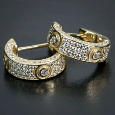 14K Gold Hoop Earring 925 sterling silver AAAAA Zircon Jewelry Party Wedding Earrings for Women Men Promise Birthday Jewelry