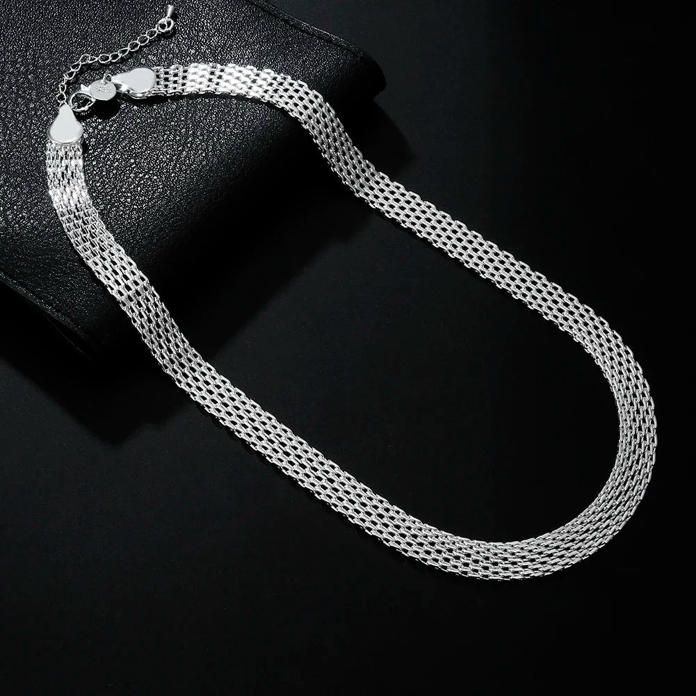 Hot 925 Sterling Silver Creativity Net Chain Bracelets Necklaces for Women Fashion Designer Party Wedding Jewelry Sets Gift