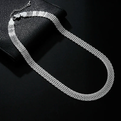 Hot 925 Sterling Silver Creativity Net Chain Bracelets Necklaces for Women Fashion Designer Party Wedding Jewelry Sets Gift
