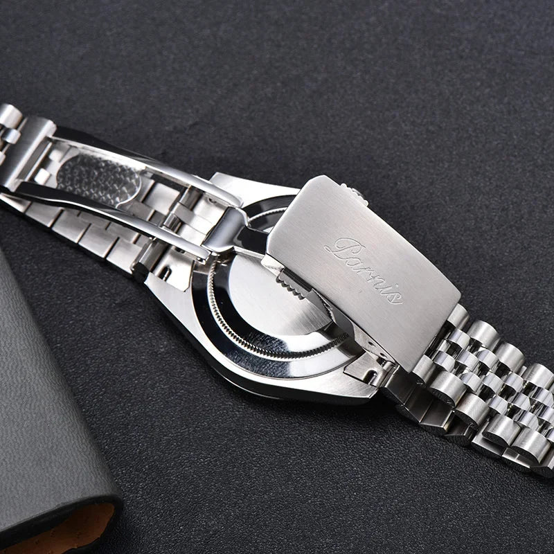 Parnis 39mm Man Watches Calendar Green/Blue/White Dial Miyota 8215 Movement 21 Jewels Automatic Mechanical Stainless Steel Strap