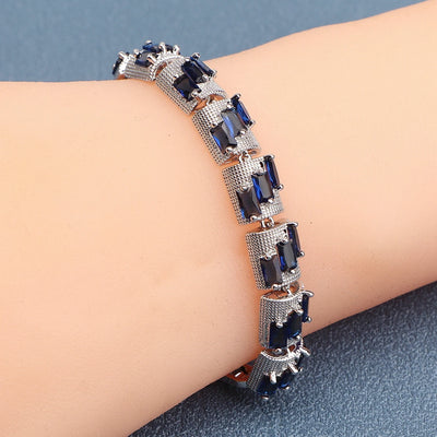 925 Silver Charm Green Cubic Zircon Bracelets For Women Wedding Jewelry 18+2CM Length