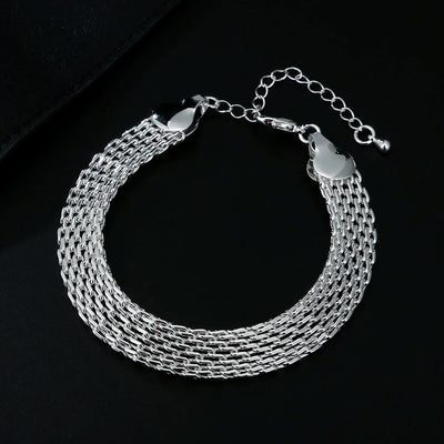 Hot 925 Sterling Silver Creativity Net Chain Bracelets Necklaces for Women Fashion Designer Party Wedding Jewelry Sets Gift