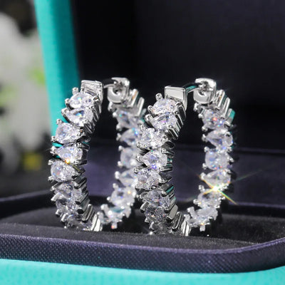 14K Gold Hoop Earring 925 sterling silver AAAAA Zircon Jewelry Party Wedding Earrings for Women Men Promise Birthday Jewelry